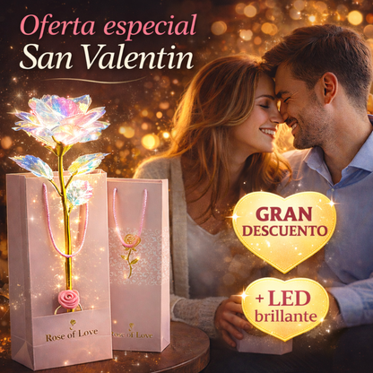 Rosas de San Valentín, rosas eternas de cristal con base en forma de corazón.